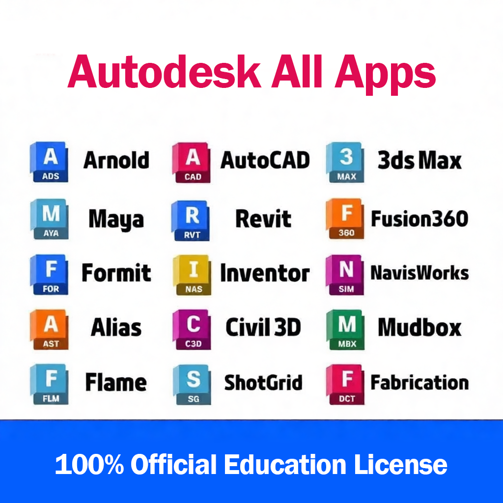 Autodesk All Apps Education License AutoCAD 3dsMax Maya Revit Fusion360 Civil3D